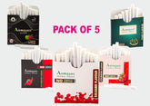Aarogyam Herbals Tobacco & Nicotine Free Herbal Flavor Cigarette For Relieve Stress - Double Apple, Gulkand, Watermelon, Strawberry, Paan Masala Flavour - Pack Of 5 50 Sticks